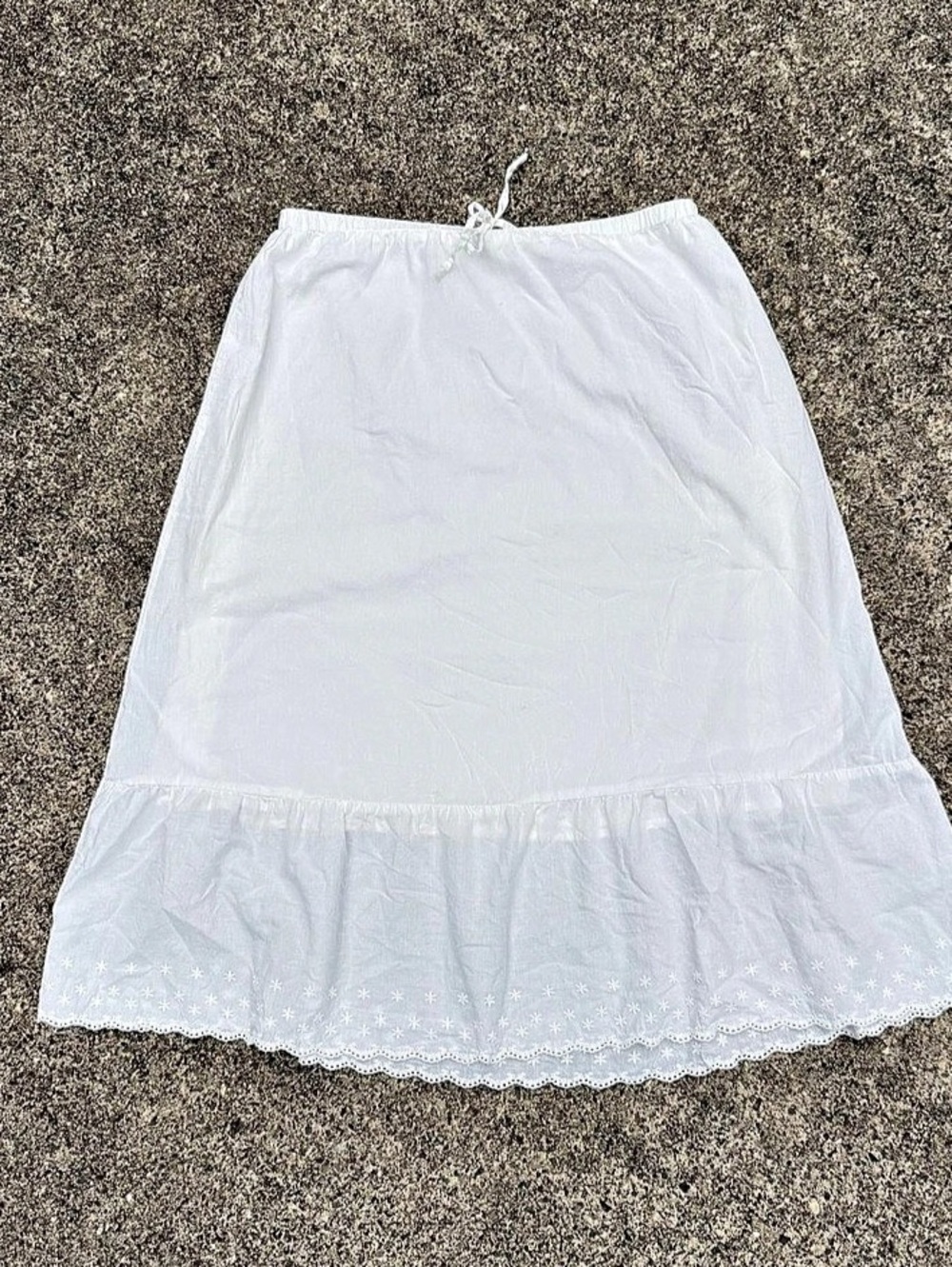 Brandy Melville White Cotton Eyelet Embroidered Ruffle Tiered Midi Skirt OS
